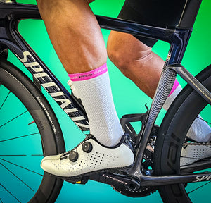 Saviour Pro Performance Cycling Socks | White | 17cm Cuff | Q-Skin | Large / X Large (43–48 EU) (5 pair bundle)