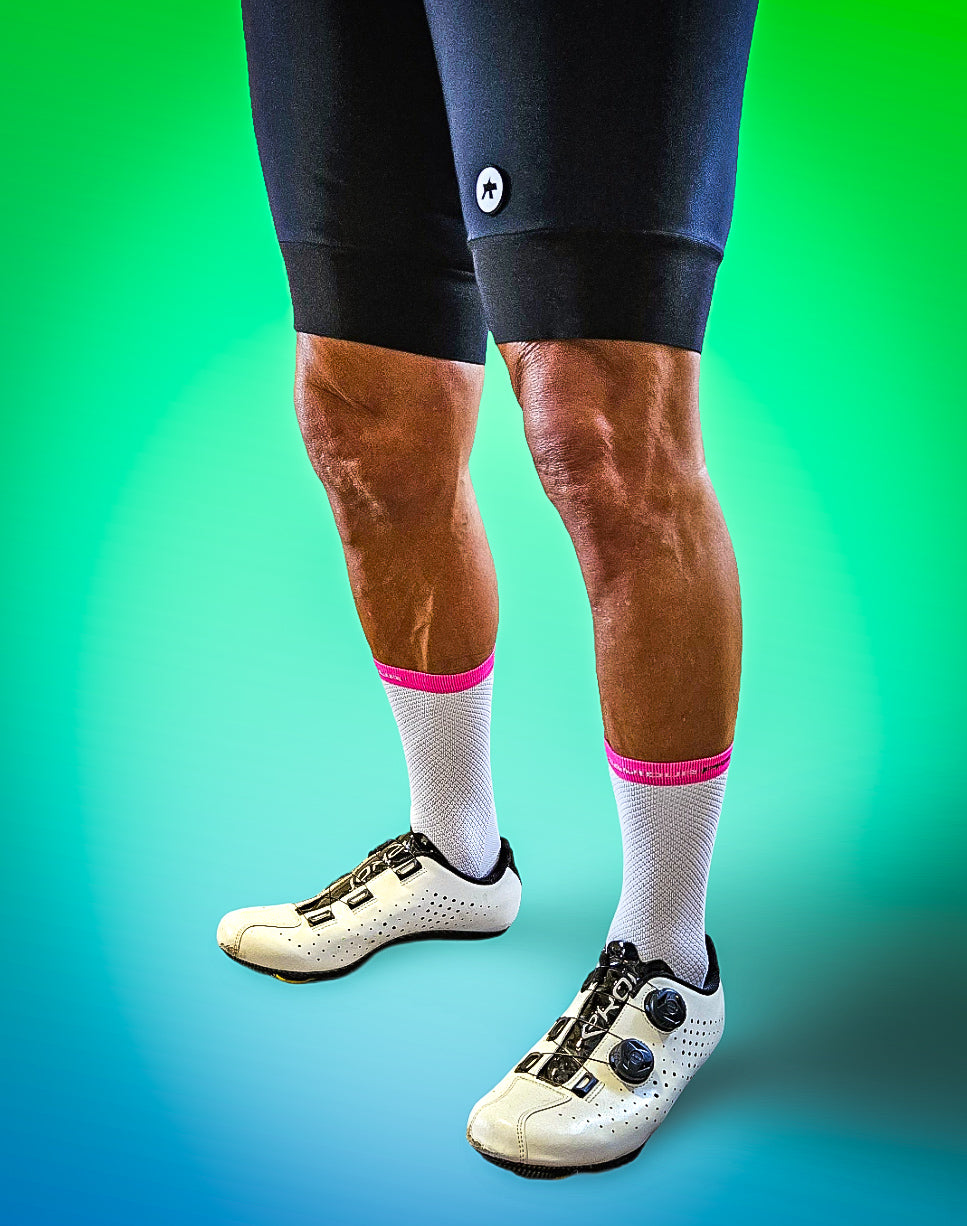 Saviour Cycling Saviour Pro Simple Pink Band Cycling Socks 17cm Cuff Q Skin Large XLarge