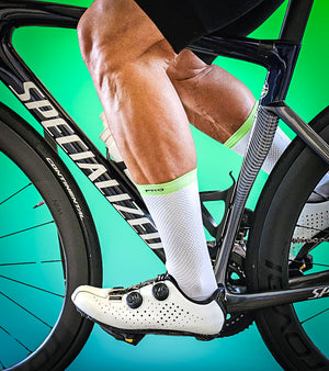 Saviour Pro Performance Cycling Socks | White | 17cm Cuff | Q-Skin | Large / X Large (43–48 EU) (5 pair bundle)