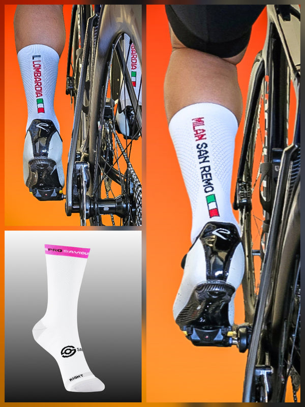 Italian Monuments 3 pair bundle : Giro | Il Lombardia | Milan San Remo : Large/XLarge (43-48 EU) White 17 cm cuff