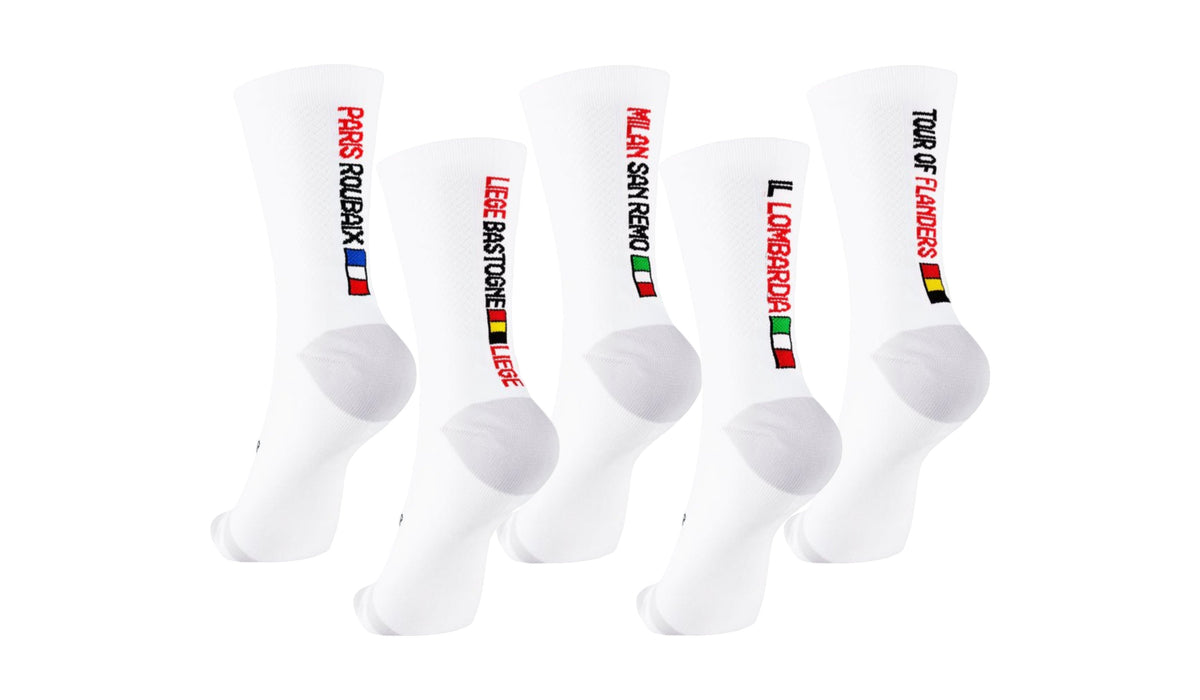 The Monuments 5 Pair bundle | White | 17cm Cuff | Q-Skin | Small/Medium (36–42 EU)