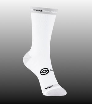Saviour Pro Performance Cycling Socks | White | 17cm Cuff | Q-Skin | Large / X Large (43–48 EU) (5 pair bundle)