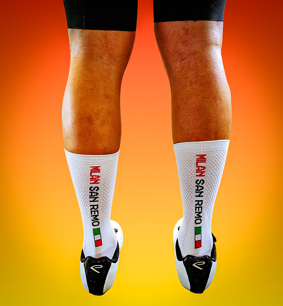 Saviour Cycling Monuments Milan San Remo Pro Cycling Socks 17cm Cuff Q Skin Large XLarge