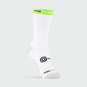 Saviour Pro Performance Cycling Socks | White | 17cm Cuff | Q-Skin | Large / X Large (43–48 EU) (5 pair bundle)