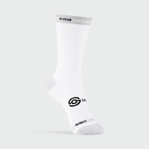 Saviour Pro Performance Cycling Socks | White | 17cm Cuff | Q-Skin | Large / X Large (43–48 EU) (5 pair bundle)