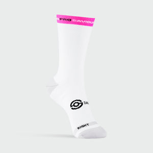 Saviour Pro Performance Cycling Socks | White | 17cm Cuff | Q-Skin | Large / X Large (43–48 EU) (5 pair bundle)