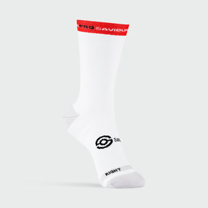 Saviour Pro Performance Cycling Socks | White | 17cm Cuff | Q-Skin | Large / X Large (43–48 EU) (5 pair bundle)