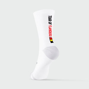 Saviour Cycling | The Monuments | Tour of Flanders | White Pro Cycling Socks | 17cm Cuff | Q-Skin | Size Small/Medium (36-42 EU) Large/XLarge (43-48)