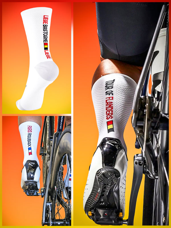 Belgium Monuments 3 pair bundle : Flanders : Roubaix : Liege : Small/Medium (36-42 EU) White 17 cm cuff