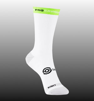 Saviour Pro Performance Cycling Socks | White | 17cm Cuff | Q-Skin | Large / X Large (43–48 EU) (5 pair bundle)