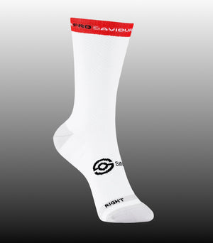 Saviour Pro Performance Cycling Socks | White | 17cm Cuff | Q-Skin | Large / X Large (43–48 EU) (5 pair bundle)